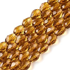 Шоколадный Прозрачные стеклянные бусины, граненые, слеза, цвет шоколада, 8x6 мм, отверстие : 1.2 мм, около 65~67 шт / нитка, 20.08 дюйм (51 см)