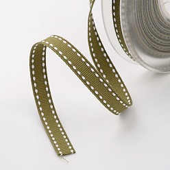 Olive Grosgrain Polyester Ribbons for Gift Packings, Olive, 3/8 inch(9mm), about 100yards/roll(91.44m/roll)