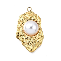 Самородки Подвески из пластикового жемчуга, с 304 нержавеющей стали, самородки, 29.5x17.5x6.5 мм, отверстие : 2 мм