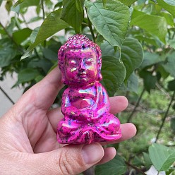 Фуксин Резная статуя Будды из натурального гранита, украшение дома, Статуэтки по фен-шуй для украшения домашнего офиса, фуксиново-красные, 80 мм