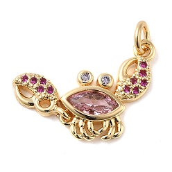 Настоящее золото 18K Стойка металлическая латунная микропрофилированная кубическая циркония подвески, без кадмия и без свинца, долговечный, краб, реальный 18 k позолоченный, 22x15x3 мм, отверстие : 3.2 мм