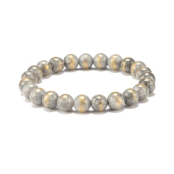 Темно-Серый Натуральный машан нефрит круглый эластичный браслет из бисера, украшения из драгоценных камней для женщин, темно-серый, внутренний диаметр: 2-1/8 дюйм (5.4 см), бусины : 8.5 мм