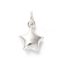 Серебро 925 стерлингов серебряные подвески, подвески-звезды с кольцами-прыгунами, серебряные, 11x9x5 мм, отверстие : 3 мм