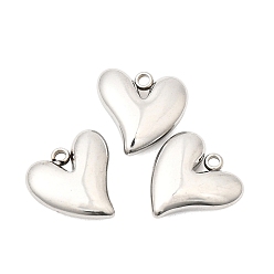 Нержавеющая Сталь Цвет 304 прелести нержавеющей стали, сердце, цвет нержавеющей стали, 14x14x4.5 мм, отверстие : 1.6 мм