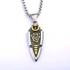 Античный Серебрянный & Античный Золотой Винтажные двухцветные подвески в виде наконечника стрелы викинга из нержавеющей стали для мужчин и женщин., старинное серебро и античный золотой, 304 дюйм (23.62 см)