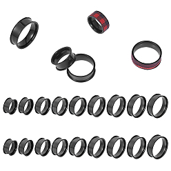 Electrophoresis Black 18шт 9 размер 201 настройки кольца для пальцев с канавкой из нержавеющей стали, кольцевой сердечник, для изготовления инкрустации, электрофорез черный, размер США 5~13 (15.7~22.2 мм), канавка: 7 мм, 2шт / размер