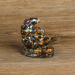 Тигровый глаз Украшение для дисплея лунного кролика из смолы, с натуральными чипсами тигрового глаза внутри статуй для украшения домашнего офиса, 60x35x65 мм