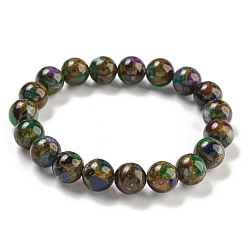 Разноцветный Круглые синтетические золотые клинквантовые камни растягивающиеся брекеты, окрашенные брекеты для мужчин и женщин, красочный, внутренний диаметр: 2 дюйм (5 см)