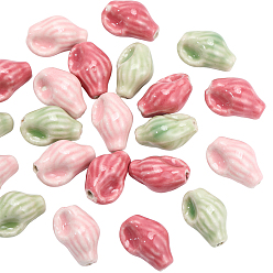 (52) Непрозрачная лаванда 30шт 3 цвета фарфоровые бусины ручной работы, форма раковины, фантазии античного стекла фарфора, разноцветные, 22x14.5x12.5 мм, отверстие : 2 мм, 10 шт / цвет