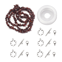 Tiger Eye DIY Bracelets Necklaces Jewelry Sets, Natural Tiger Eye Chips Beads Strands, Toggle Clasps, Lobster Claw Clasps and Elastic Wire, 12.6x10.6x2.1cm