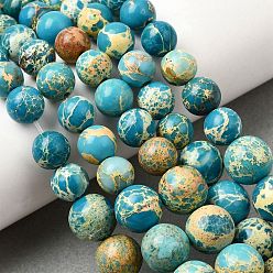 Темно-Голубой Натуральная имперская яшма, окрашенные, гладкий круглый, глубокое синее небо, 6~10.6 мм, отверстие : 1 мм, около 55 шт / нитка, 15.75'' (40 см)
