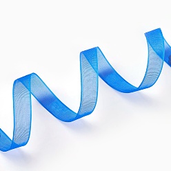 Синий Нейлон органза лента, синие, 3/8 дюйм (9~10 мм), 200yards / рулон (182.88 м / рулон)