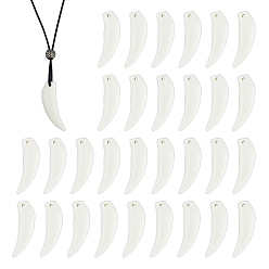 Beige 30Pcs Opaque Resin Pendants, Wolf Tooth Charm, Beige, 43.5x25.5x7.5mm, Hole: 2mm