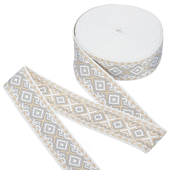 Папайя Оранжевый Лента из полиэстера в этническом стиле, ромб шаблон, для аксессуаров для одежды, украшение подарка, papayawhip, 2 дюйм (50 мм), о 11 ярдов / крен