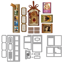 Mixed Shapes Трафареты для резки пленок из углеродистой стали, для diy scrapbooking, Фотоальбом, декоративная бумага для тиснения, форма для поздравительных открыток, разнообразные, 127~158x91~110x0.8 мм, 3 шт / комплект