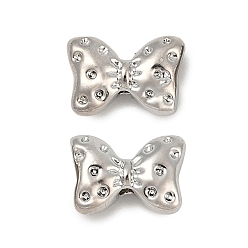 Платинированный Латунные бусины, бантом, Реальная платина, 7x10x4 мм, отверстие : 1.2 мм