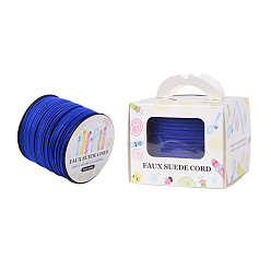 Синий Шнуры из искусственной замши, искусственная замшевая кружева, бумажная коробка упаковка, синие, 3.0x1.4 мм, о 98.43yards / рулон (90 м / рулон)