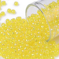 (175) Transparent AB Lemon Тохо 8/0 круглые бусины, японский бисер, (175) прозрачный лимонный сок, 3 мм, отверстие : 1 мм, Около 222 шт / 10 г