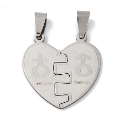Нержавеющая Сталь Цвет 201 подвески из нержавеющей стали, сердце с символом подвеска, лазерная резка, анти-тускнение, цвет нержавеющей стали, 30x28x1 мм, отверстие : 7x3 мм