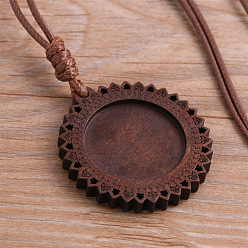 Кокосово-Коричневый Оправы для деревянных подвесок-кабошонов, плоско-круглые, кокосового коричневый, 25x25 мм