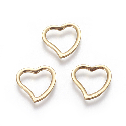 Golden 304 Stainless Steel Linking Rings, Heart, Golden, 14.5x15x1.5mm, Hole: 9.5x11mm