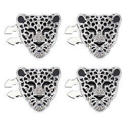 Platine & Argent Boutons de manchette en strass alliage, leopard, Platine et argent, 35x35x12mm