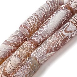 Сиена Естественные выветрившиеся агатовые бусины, окрашенные, колонка, цвет охры, 30x8 мм, отверстие : 1.4 мм, около 13 шт / нитка, 14.96'' (38 см)