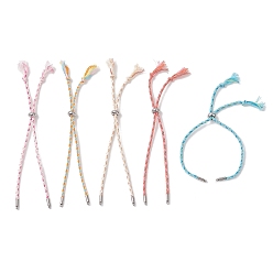 (52) Непрозрачная лаванда Изготовление браслетов из хлопкового шнура в технике макраме, с латунными бусинами и 304 наконечниками из нержавеющей стали, цвет нержавеющей стали, разноцветные, 10.39 дюйм (26.4 см)