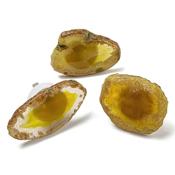 Темно-Золотистый Окрашенный и нагреваемый натуральный ломтик агата, USB-ночник, украшение, ночник из целебного камня для домашнего декора спальни, темные золотарник, 38~67.5x33~41x26~27 мм