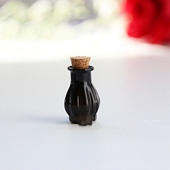 Черный Миниатюрные стеклянные бутылки, с пробками, пустые бутылки желаний, для аксессуаров для кукольного домика, изготовление ювелирных изделий, чёрные, 18x22 мм
