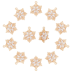 Light Gold 10 кулоны из латуни с прозрачным кубическим цирконием, снежинка, золотой свет, 20.5x16x3 мм, отверстие : 1.6 мм