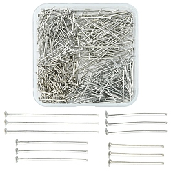 Платина 400шт 4 стили железные штифты с плоской головкой, без кадмия и без свинца, платина, 20 датчик, 18~30x0.75~0.8 мм, Руководитель: 2~2.5 mm, 100 шт / стиль