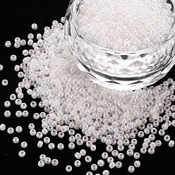Creamy White 12/0 Imitation Jade Glass Seed Beads, Opaque Colours Rainbow, Round, Creamy White, 2x1.5mm, Hole: 1mm, about 40000pcs/Pound