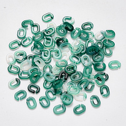 Dark Cyan Acrylic Linking Rings, Two Tone, Quick Link Connectors, For Cable Chains Making, Oval, Dark Cyan, 9x6.5x2mm, Inner Diameter: 5mm