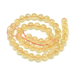 Citrine Natural Citrine Beads Strands, Round, 10x9.5mm, Hole: 1mm, about 38pcs/strand, 14.5 inch