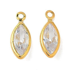 Horse Eye Латунные микро проложить кубического циркония прелести, без кадмия и без свинца, лошадиный глаз , 11.5x4.5x2 мм, отверстие : 1 мм