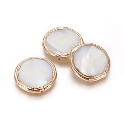 Золотой Стеклянные бусы, край позолоченный, плоско-круглые, 23~23.5x4 мм, отверстие : 0.8 мм