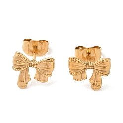 Золотой 304 из нержавеющей стали серьги, для женщин, вакуумное покрытие pvd, бантом, золотые, 9.9x10.7 мм
