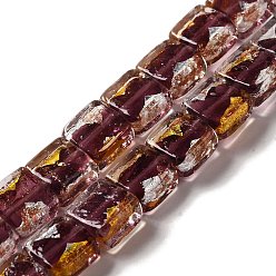 Кокосово-Коричневый Бусины ручной работы из золотой и серебряной фольги в технике лэмпворк, квадратный, кокосового коричневый, 10x10x5.5 мм, отверстие : 1.2 мм