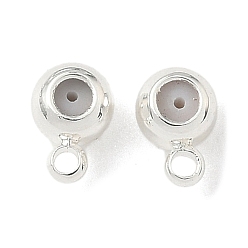 Посеребрённый Поручни из латунной трубки, с резиновой заглушкой, круглые, стойки покрытие, без никеля , 925 серебро покрытием, 5.5x4x3.5 мм, отверстие : 1.2 мм