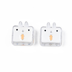 WhiteSmoke Transparent Acrylic Beads, with Enamel, Rabbit, WhiteSmoke, 24x22x8mm, Hole: 3mm