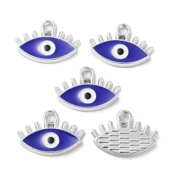 Blue CCB Plastic Enamel Pendants, Evil Eye, Blue, 14.5x21x2.5mm, Hole: 2.2mm