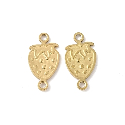 Золотой 304 подвески-соединители из нержавеющей стали в виде клубники, фруктовые ссылки, ионное покрытие (ip), золотые, 17.5x9.5x1.5 мм, отверстие : 1.6 мм