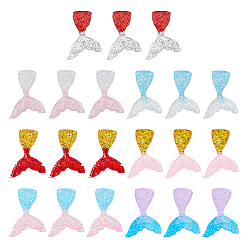 (52) Непрозрачная лаванда 42 шт 7 цвета прозрачные кабошоны из смолы, кабошоны рыбий хвост с пайетками, двухцветная, разноцветные, 41.5x30.5x6.5 мм, 6 шт / цвет