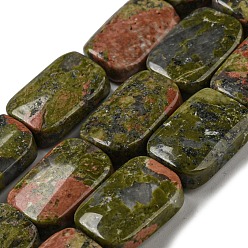 Unakite Natural Unakite Beads Strands, Rectangle, 17~18x12.5~13x6~6.5mm, Hole: 1mm, about 22pcs/strand, 15.35''(39cm)