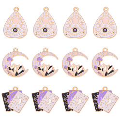 Mixed Shapes 18шт 3 стили таро стиль сплав eanaml подвески, золотые, планшетка в форме сердца/прямоугольник/подвеска в виде луны, разнообразные, 23~27.5x20~23x1.5 мм, отверстие : 2 мм, 6 шт / стиль
