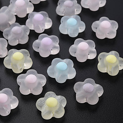 (52) Непрозрачная лаванда Прозрачные акриловые бусины, матовые, бусина в бусине, цветок, разноцветные, 16.5x17x9.5 мм, отверстие : 2.5 мм, Около 390 шт / 500 г
