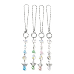 (52) Непрозрачная лаванда Стеклянные подвески-ангелы-бабочки decirationgs, Цепь из нержавеющей стали для подвесных украшений для домашнего автомобиля, разноцветные, 380 мм, 4 шт / комплект