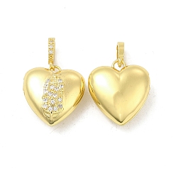 Light Gold Brass Micro Pave Clear Cubic Zirconia Locket Pendants, Heart with Jesus Charms, Cadmium Free & Lead Free, Light Gold, 20x21x7.5mm, Hole: 5.5x3mm