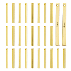 Золотой 30 латунные подвески шт., прямоугольная подвеска, золотые, 30.5x2.5x2.5 мм, отверстие : 1.4 мм